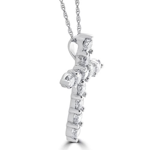 Bliss Diamond 3 Ct Diamond Cross Pendant 14k White Gold Necklace Lab Grown In 14k White Gold
