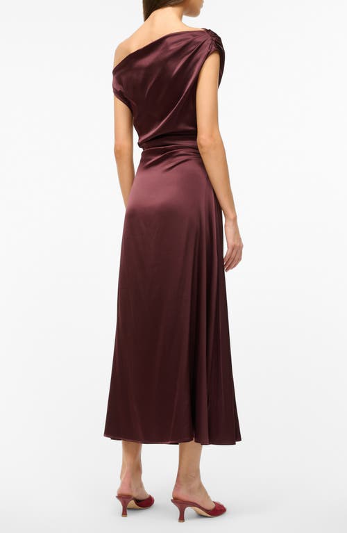 Shop Staud Phare One-shoulder Stretch Silk Dress In Merlot