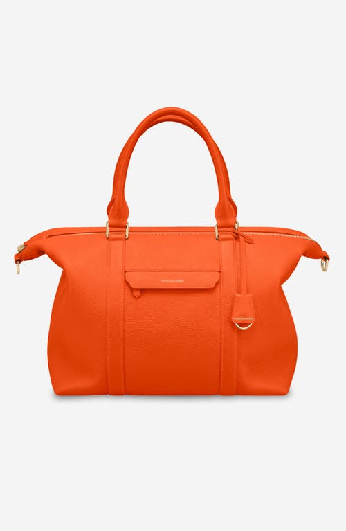 Maison De Sabre Maison De Sabré Large Leather Weekender Bag In Manhattan Orange