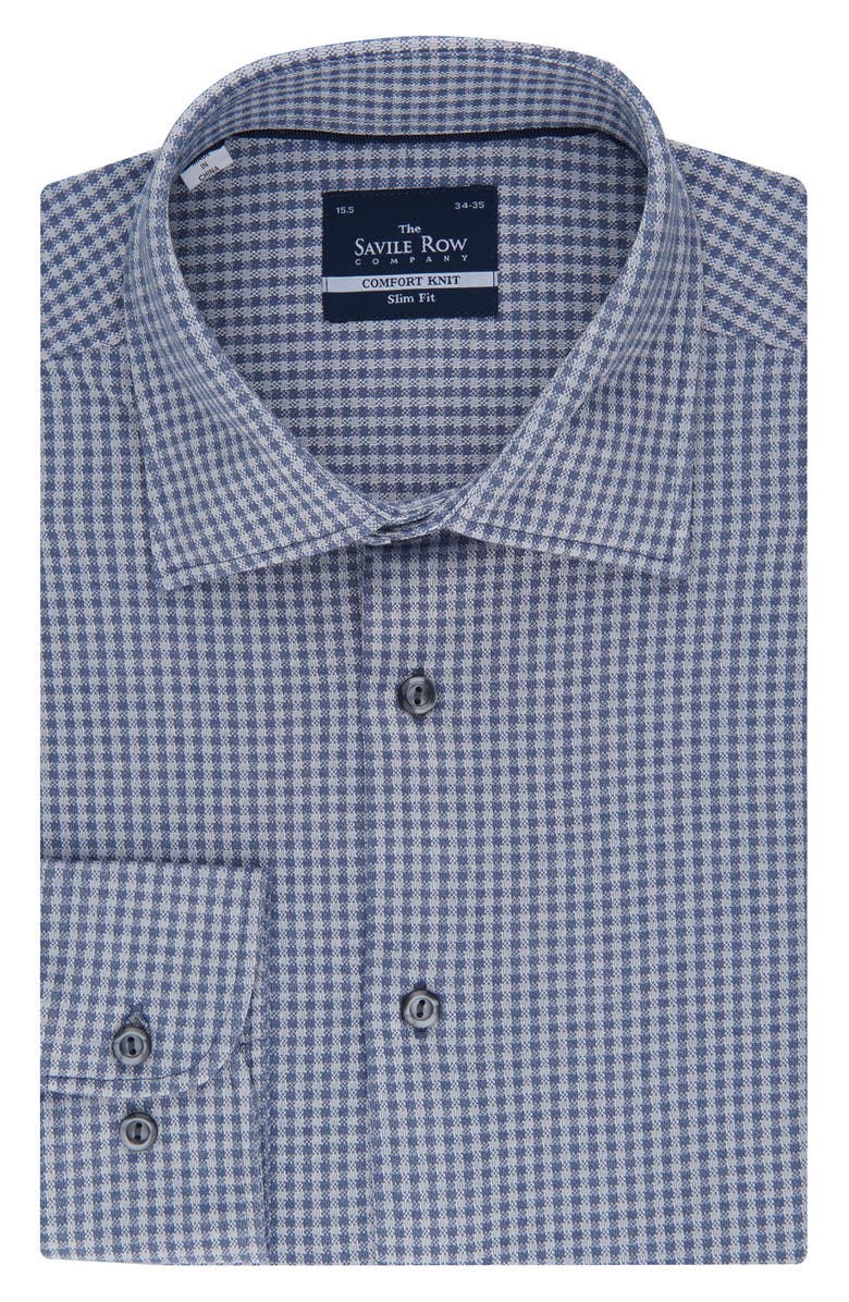 SAVILE ROW CO Gingham Comfort Knit Slim Fit Dress Shirt | Nordstromrack