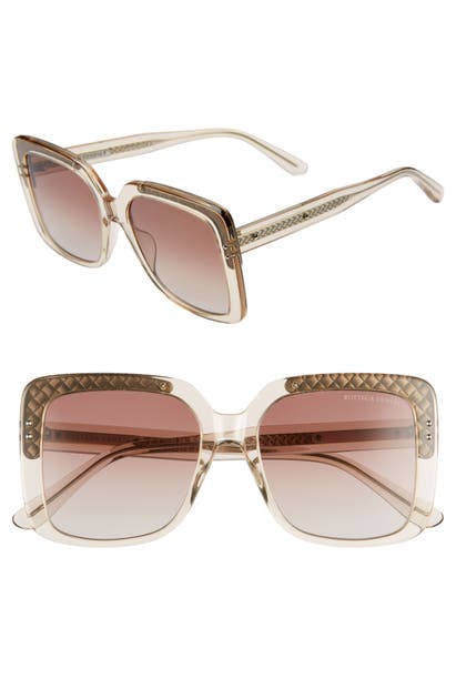 Click to view more detailed imagery on our partner's website Bottega Veneta 54Mm Square Lens Sunglasses - Pink/ Red