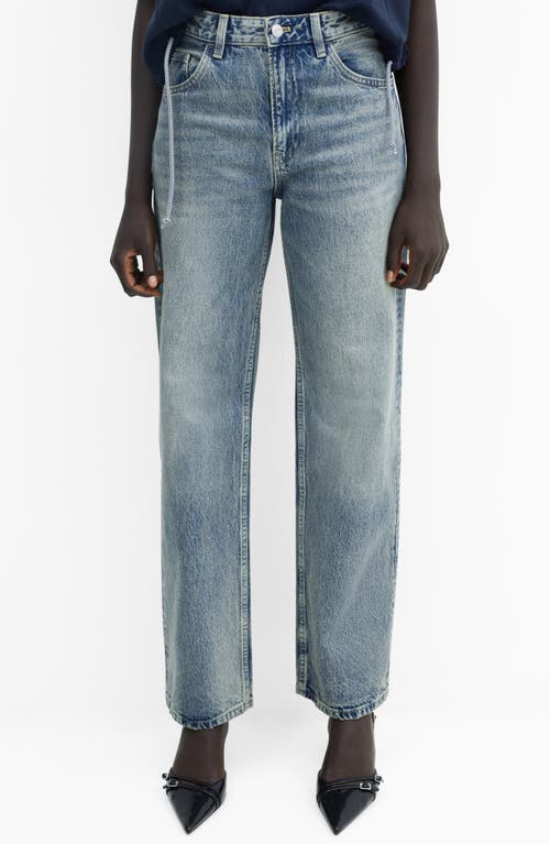 MANGO Miami High Waist Straight Leg Jeans in Open Blue at Nordstrom, Size 4