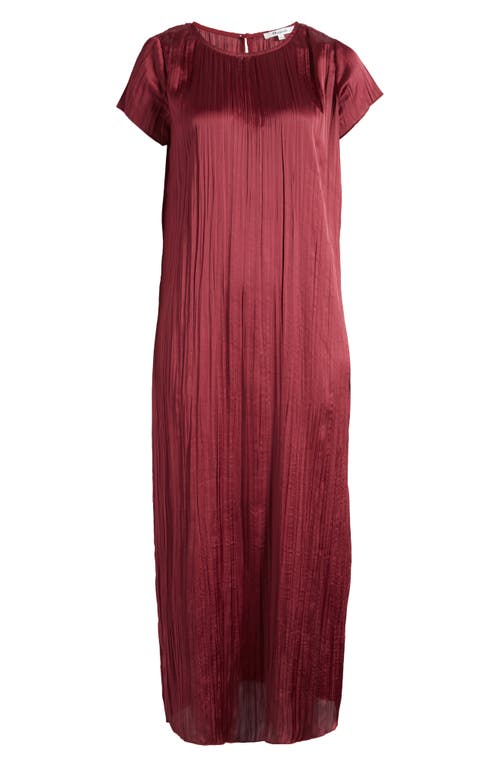 Madewell Plissé Midi Dress In Mulberry Wine