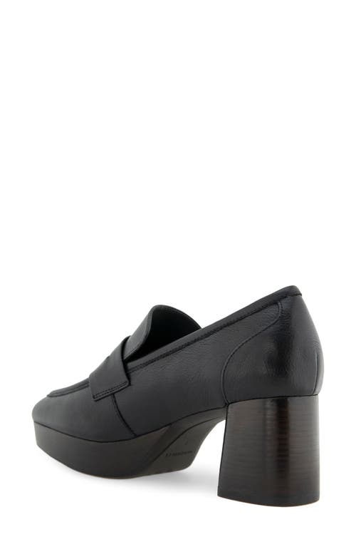 Aerosoles Cavour Platform Penny Loafer Pump In Black Leather
