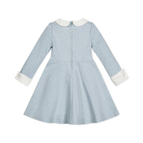 Shop Hope & Henry Baby Girls' French Look Ponte Dress With Bow, Infant In Dusty Blue Heather