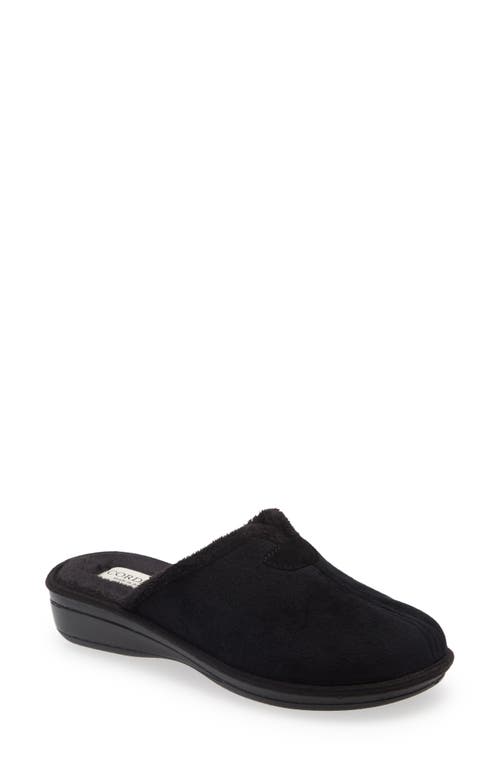 Cordani Maddie Wool-Blend Slipper with Faux-Fur Lining in Black Fabric