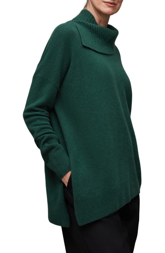 Allsaints Whitby Cashmere Blend Funnel Neck Sweater In Bottle Green