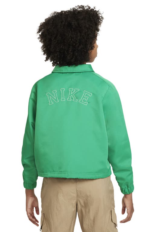 Shop Nike Kids' Sportswear Snap Front Jacket In Stadium Green/white