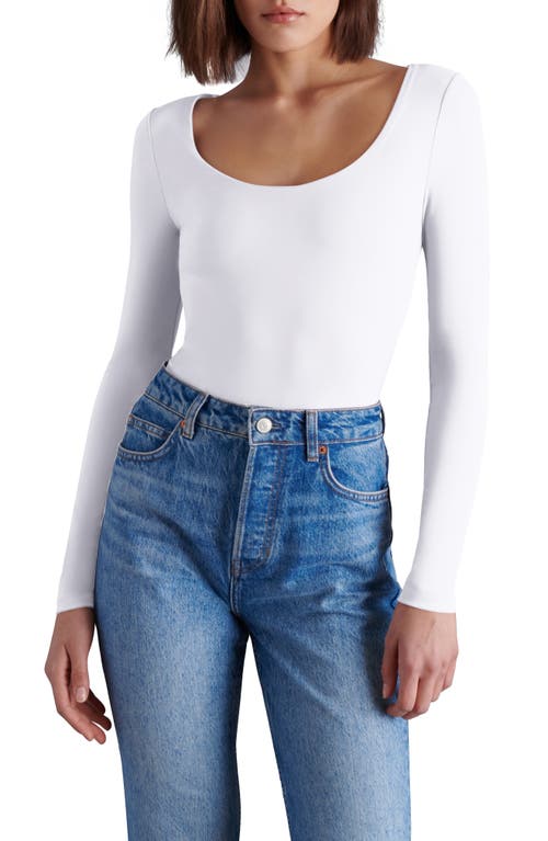 Shop Steve Madden Yura Scoop Neck Bodysuit In White