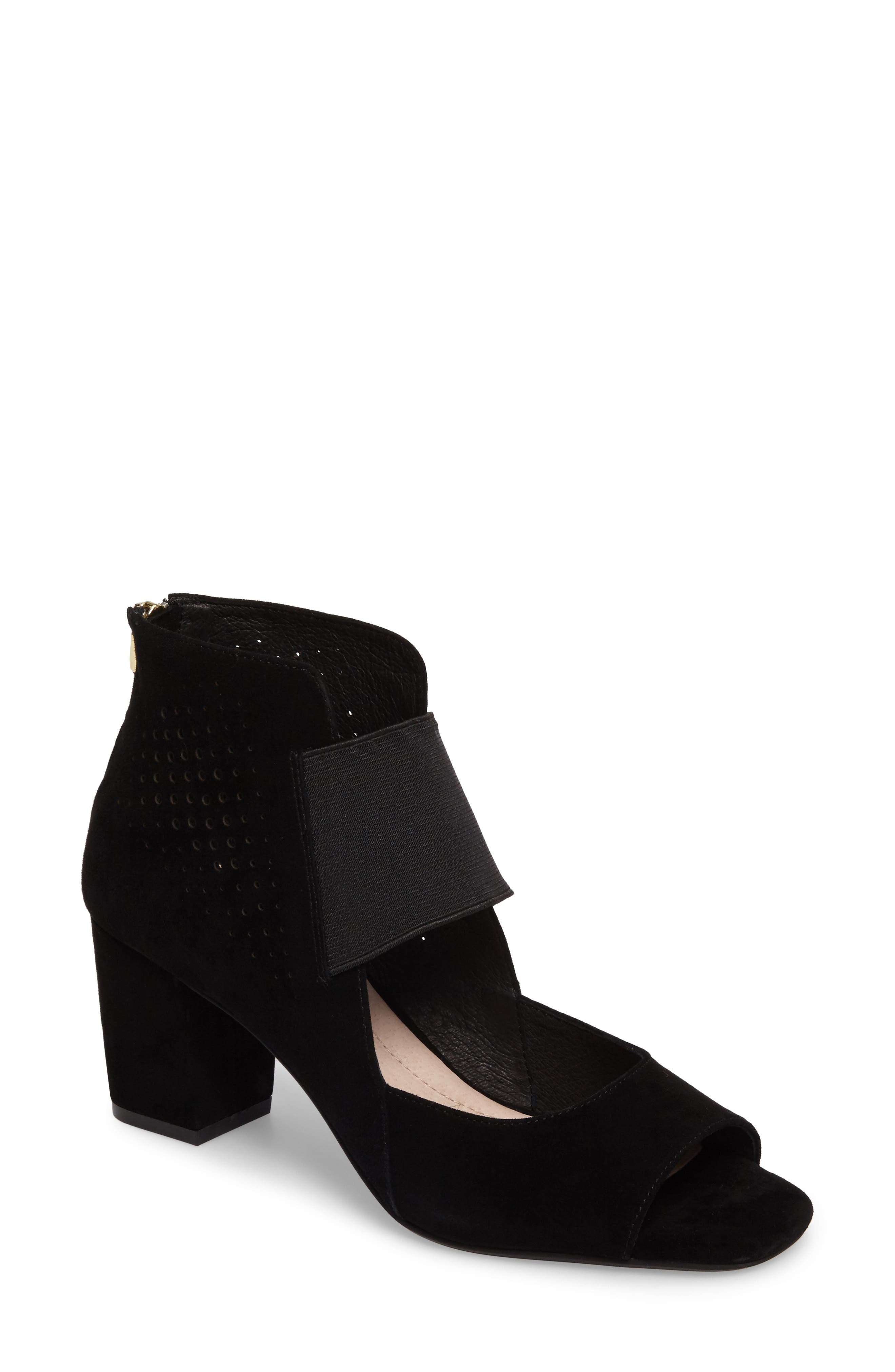 Sudini Nicola Laser Cut Open Toe Pump, Black