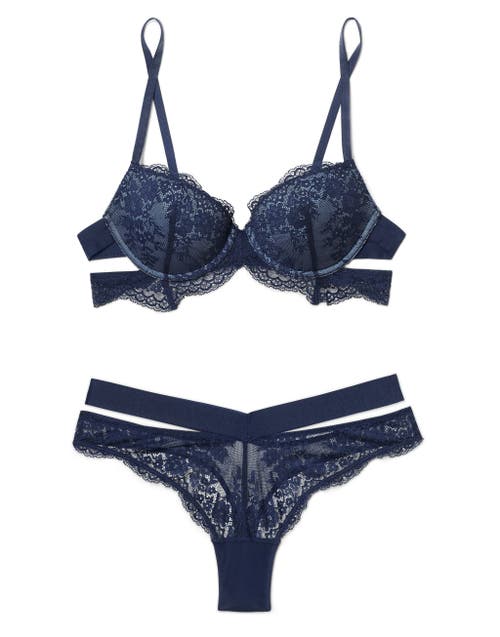 Adore Me Olisa Push Up Demi Bra In Dark Blue