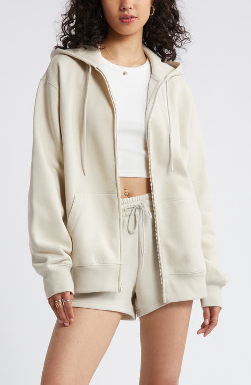 Shop Bp. Oversize Zip Fleece Hoodie In Beige Pumice
