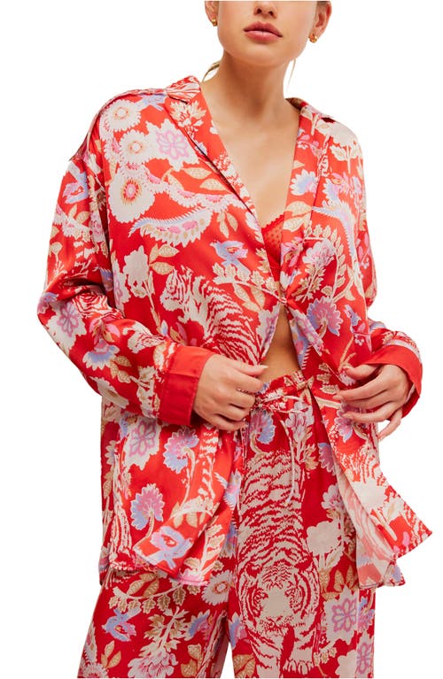 Shop Free People Dreamy Days Print Pajamas In Flame Red Combo