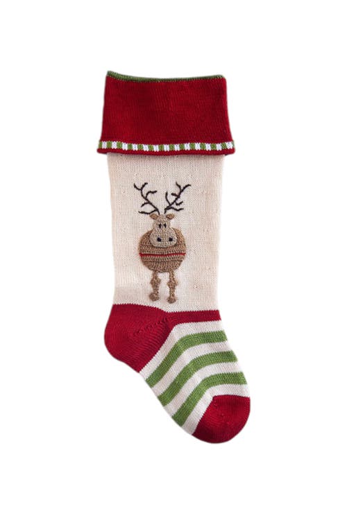 Shop Melange Collection Round Reindeer Stocking In Red