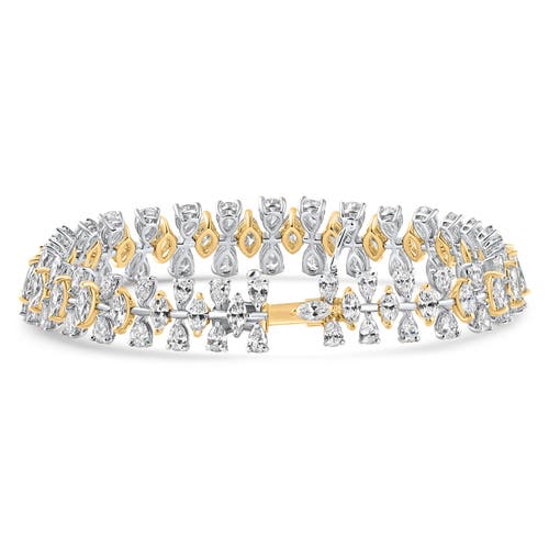 Bliss Diamond 15ct Pear & Marquise Shape Diamond Tennis Bracelet 18k Gold 7" 22grams Lab Grown In 18k Yellow Gold