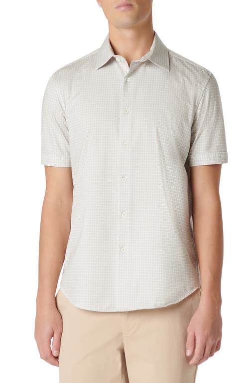 Bugatchi Miles OoohCotton Geometric Short Sleeve Button-Up Shirt Sand at Nordstrom,