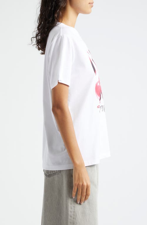 Shop Ganni Cherry Organic Cotton Graphic T-shirt In Bright White