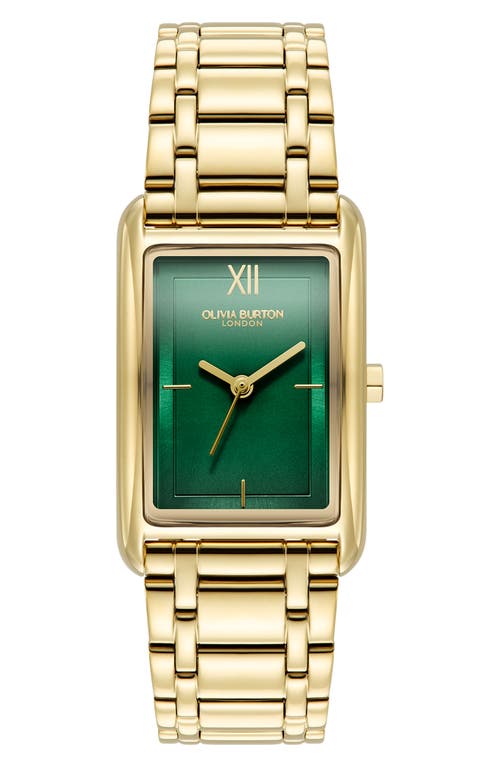Olivia Burton Women's Grove Gold-tone Stainless Steel Watch 23mm In Gold/ Forest Green