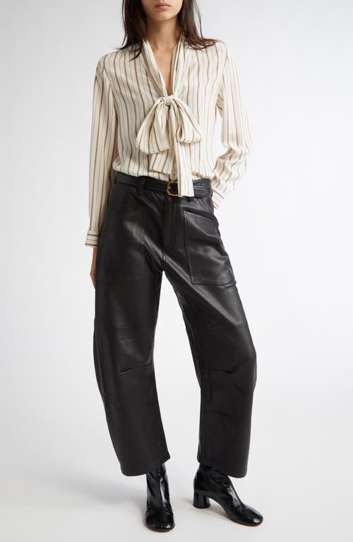 Nili Lotan Shon Barrel Leather Pants In Black