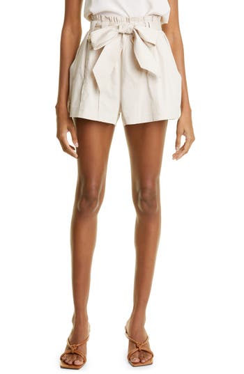 Ramy Brook Zaydie Tie Waist Stretch Cotton Woven Shorts In White