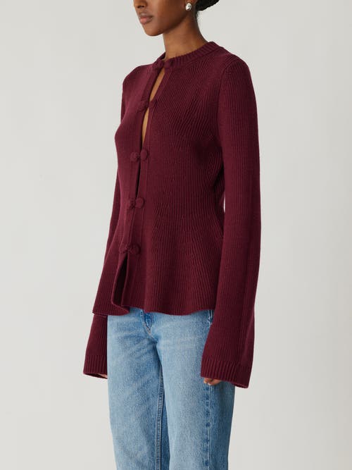 Rebecca Taylor Novelty Wool Peplum Cardi In Plum