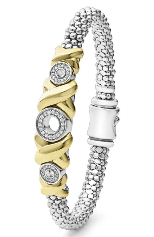 Lagos Embrace Xox Diamond Rope Bracelet In Silver/gold