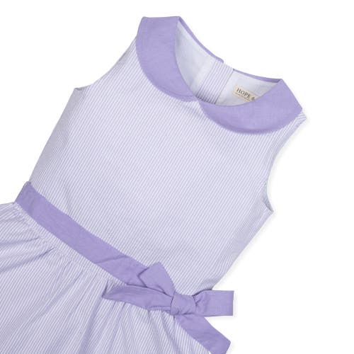 Shop Hope & Henry Girls' Organic Seersucker Peter Pan Collar Dress, Toddler In Lavender Seersucker