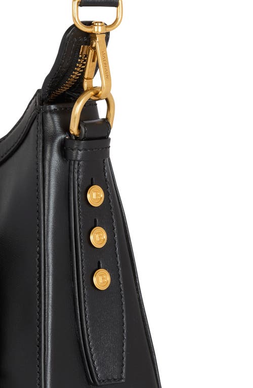 Shop Balmain B-buzz Leather Top Hobo Bag In 0pa Black