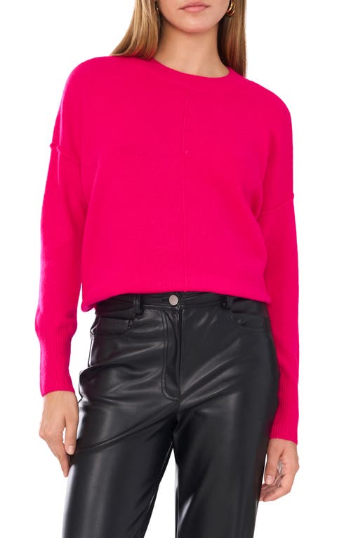 Shop Vince Camuto Exposed Seam Crewneck Sweater In Electric Pink