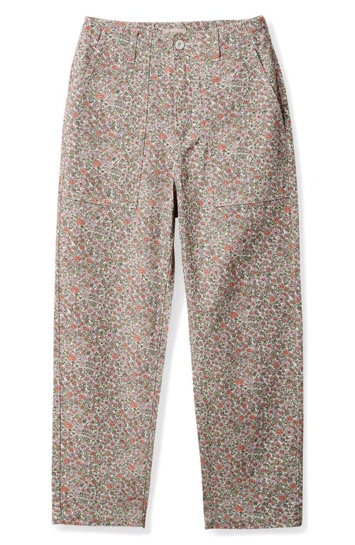 Brixton Vancouver High Waist Crop Relaxed Straight Leg Pants in White Floral