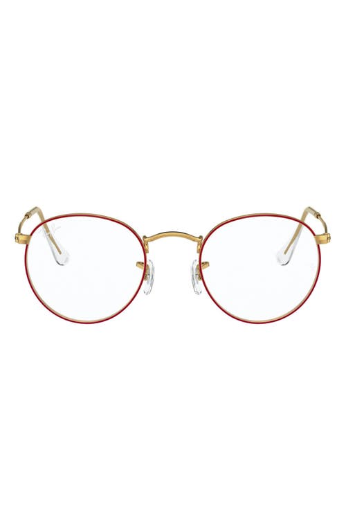 Ray-Ban 50mm Round Optical Glasses in Shiny Gold