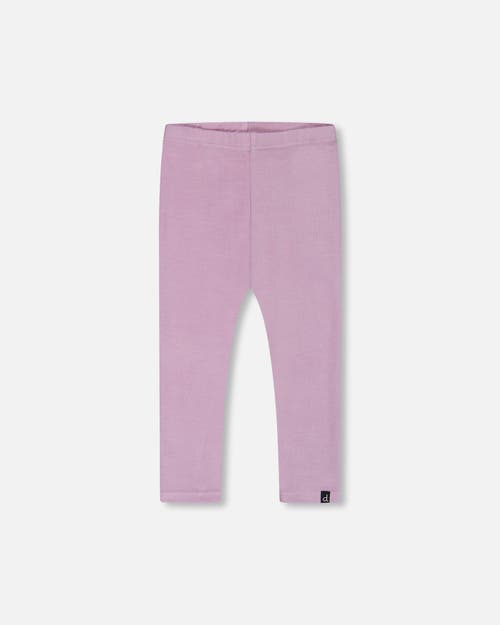 Deux Par Deux Little Girl's Super Soft Rib Leggings Blue Lilac In Mellow Mauve