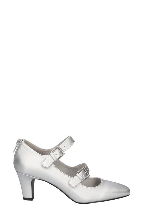 Shop Easy Street Willis Square Toe Mary Jane Pump In Silver Satin