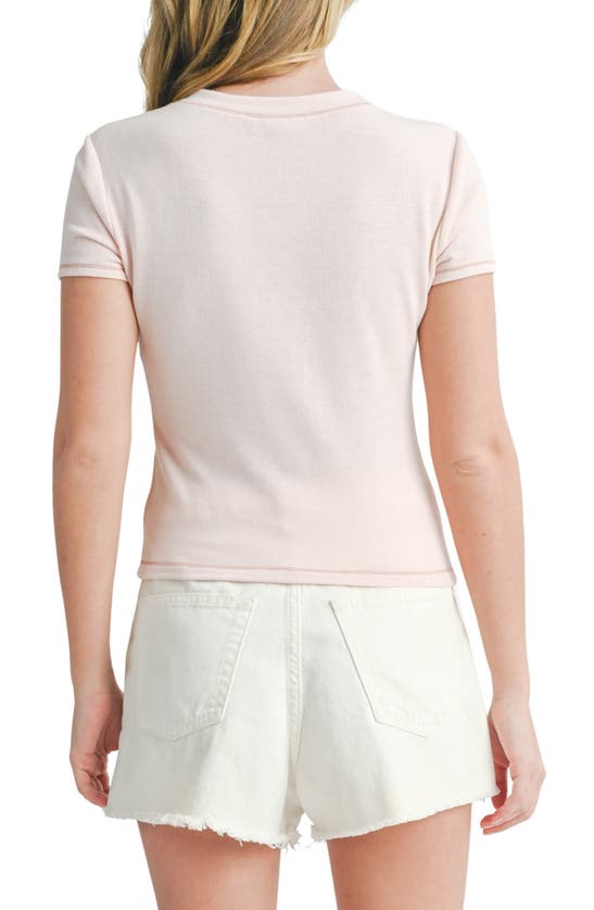Shop Lush Contrast Stitch Crewneck T-shirt In Baby Pink