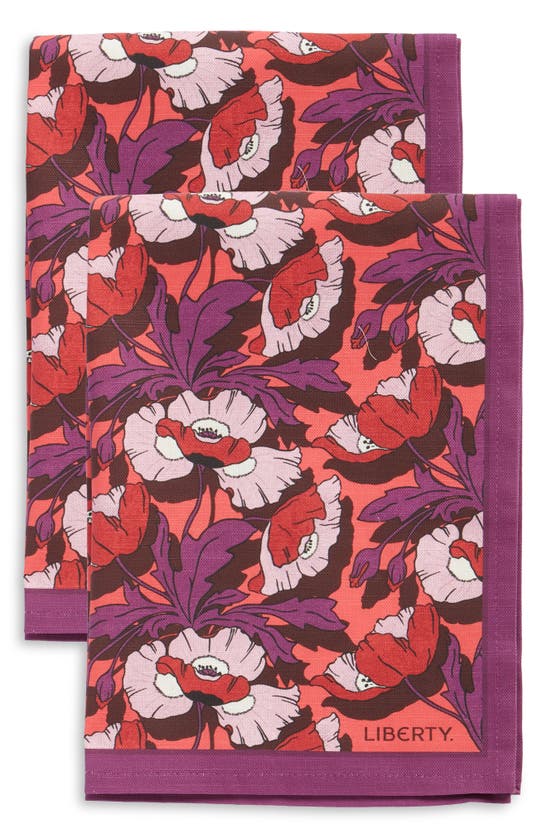 Shop Liberty London Set Of 2 Poppy Butterfield Tea Towels In Purple