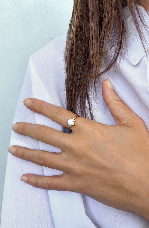 Adornia Fine Pear Cut Opal & Moissainte Ring In White
