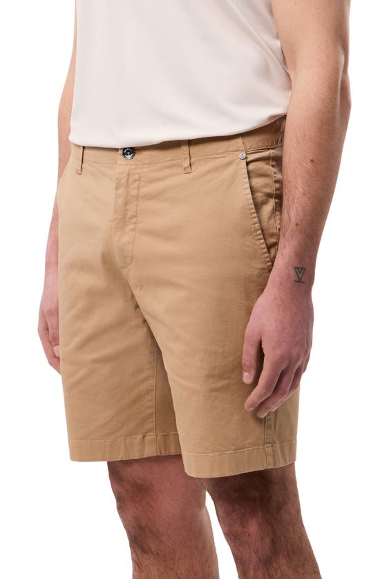 Shop Psycho Bunny Diego Flat Front Stretch Cotton Chino Shorts In Tannin