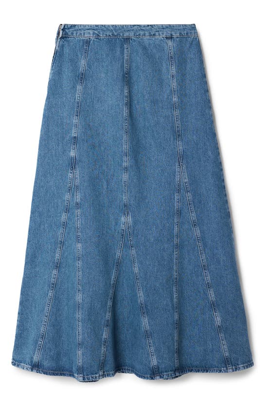 Shop Desigual Fal Gaga Paneled Flared Denim Midi Skirt In Blue