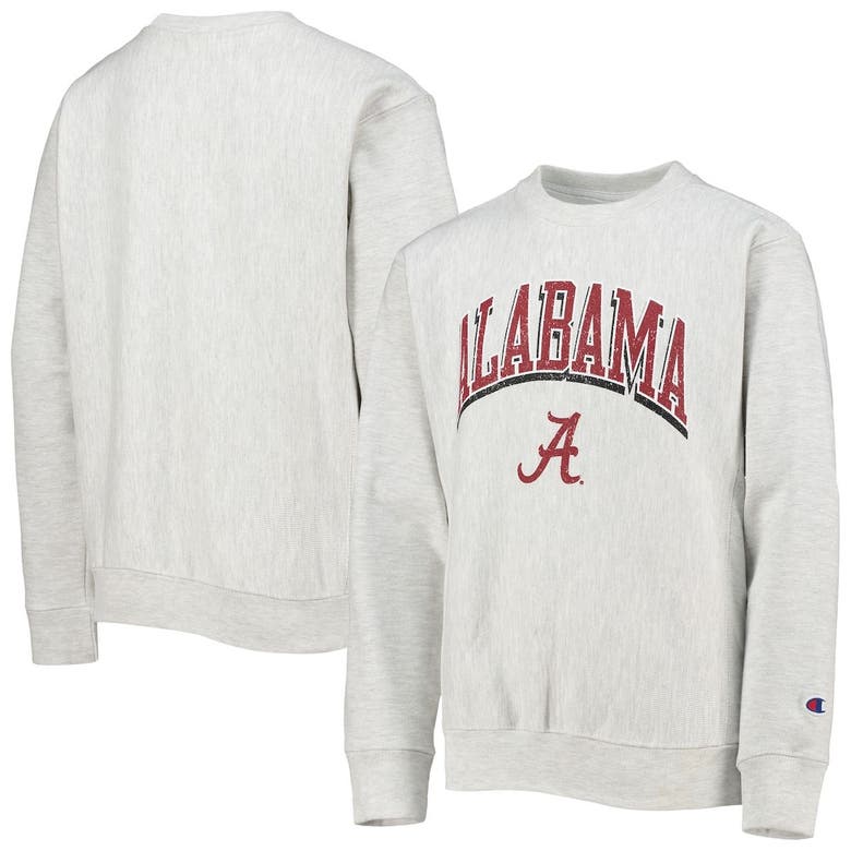 Champion Kids' Youth  Heathered Gray Alabama Crimson Tide Reverse Weave Pullover Sweatshirt In Heather Gray