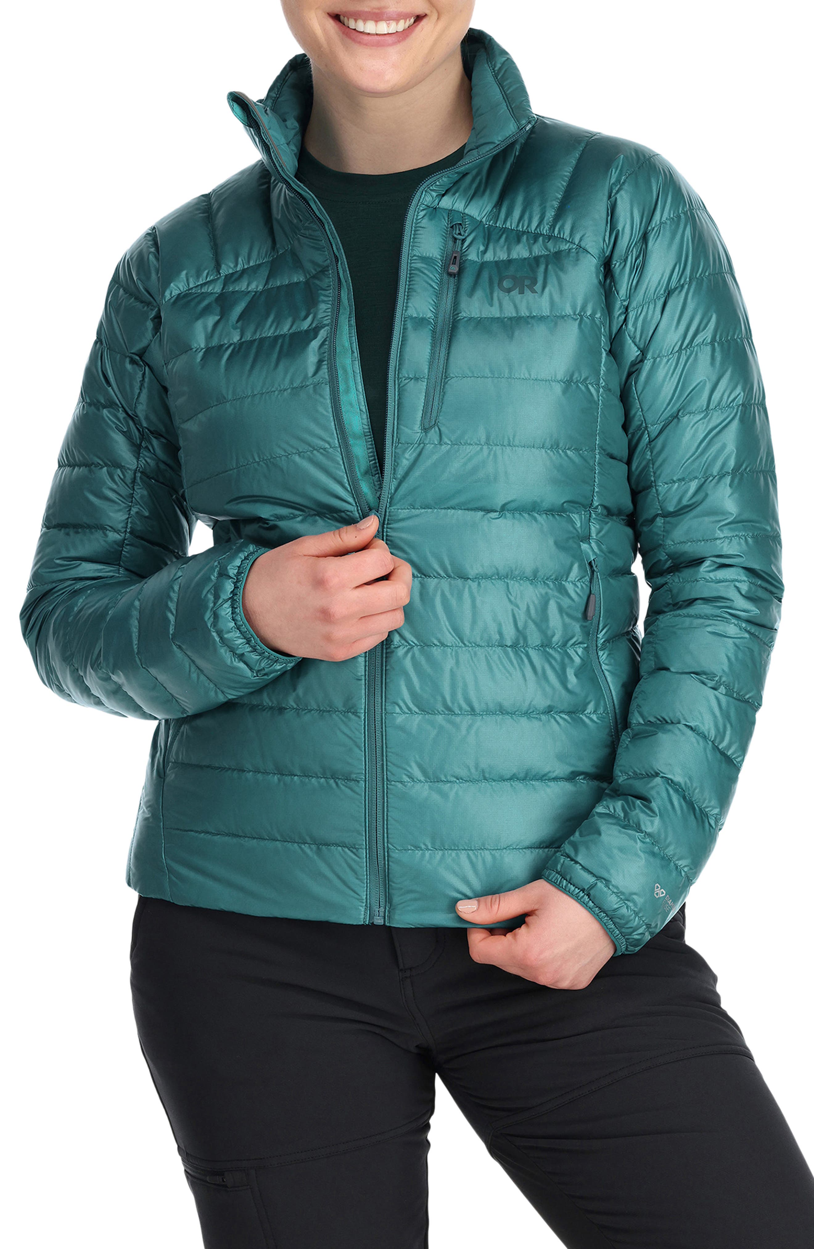 waist length black puffer jacket