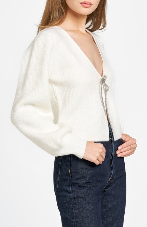 Shop Wayf Lila Crystal Tie Cardigan In Ivory