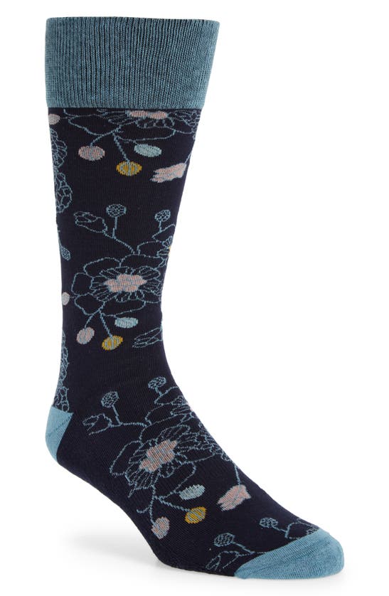 Nordstrom Cushion Foot Dress Socks In Blue Maya Floral