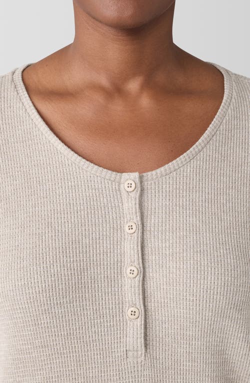 Shop Eileen Fisher Sleep Organic Cotton Thermal Knit Henley Sleep Top In Wheat