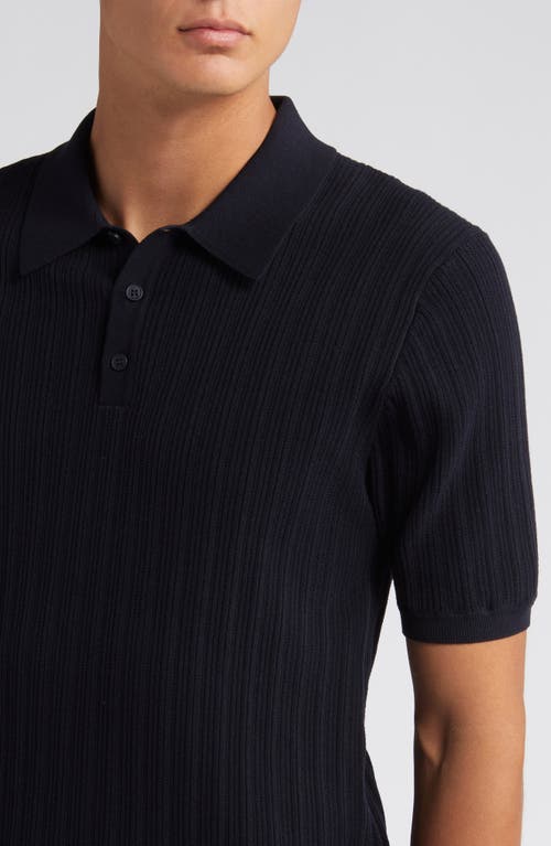 Shop Wax London Naples Cotton Blend Knit Polo In Midnight