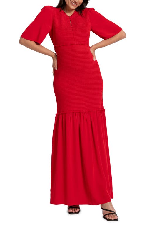 Seraphine Smocked Maternity-to-Nursing Maxi Dress Coral at Nordstrom,