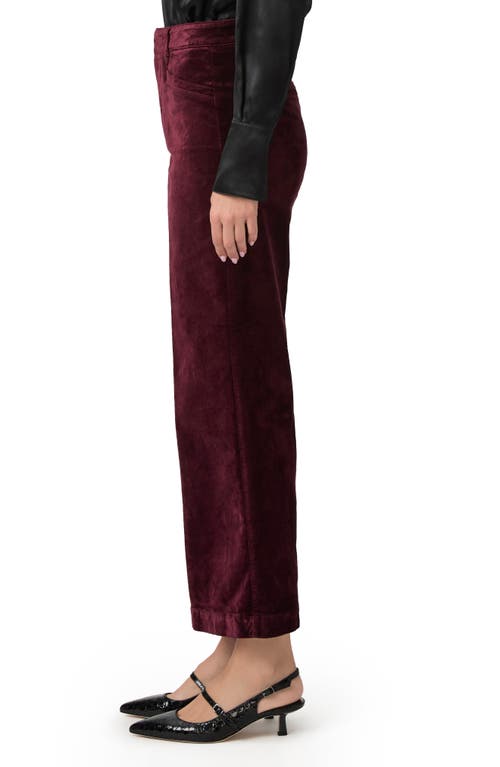 Shop Paige Anessa High Waist Ankle Wide Leg Velvet Pants In Dark Oxblood