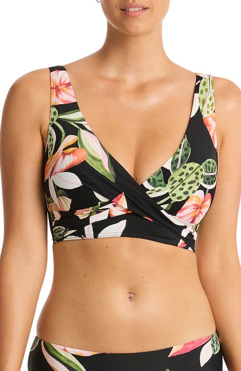 Plus Tropicana Cross Front Bikini Crop Top