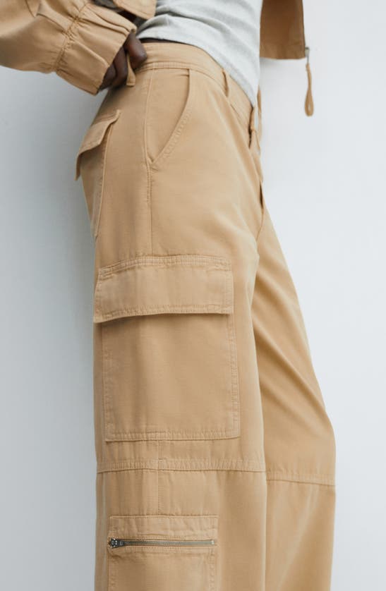 Shop Mango Cargo Cotton Pants In Medium Brown