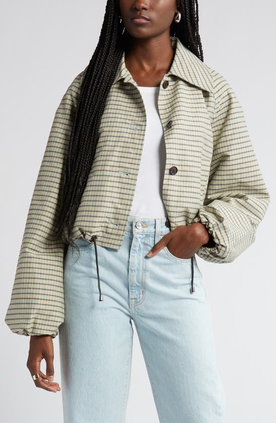 Shop Rails North Check Cotton & Linen Jacket In Sage Mini Check