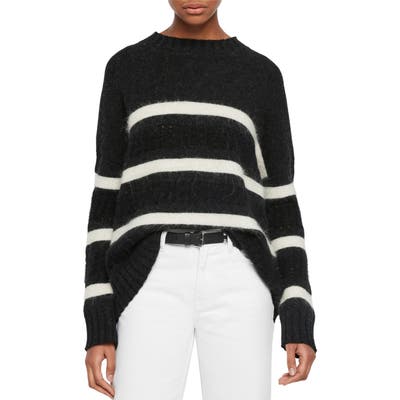 Allsaints Siddons Stripe Wool Blend Sweater, Black